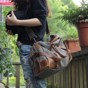 TD4 HIPSTER TRAVELER ™ miejska torba na ramię holdall. Bawełna i skóra naturalna